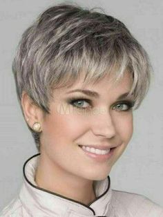 Hot Style Wig New Fashion Elegant Women&apos;s Short Gray Straight Natural Full Wigs, #AD, ##Wigs, #AD, #Full, #Natural, #Straight Short Human Hair Wigs, Monofilament Wigs, Short Grey Hair, Penteado Cabelo Curto, Trending Hairstyles, Short Wigs, Short Hair Styles Pixie, Ginger Hair, Grey Hair