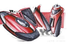 an artistic drawing of a futuristic car