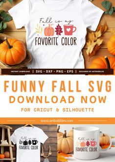 the fall svg bundle is available for cricut and silhouettes, including t - shirts