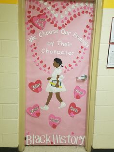 Ruby Bridges Door Decoration, Mlk Bulletin Board Ideas, Ruby Bridges Bulletin Board, Month Bulletin Board Ideas, Valentines Door Decorations Classroom, Valentines Classroom Door, Ruby Bridges, Valentines Day Bulletin Board, African American History Month