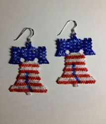 the american flag earrings are made out of beads