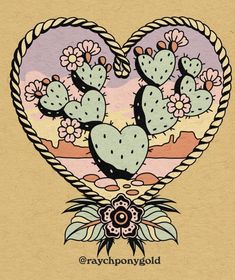 a heart shaped cactus with flowers on it