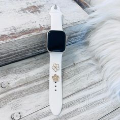 These super cute watch band accessories are suitable for Most Silicone band/leather bands. ( Compatible with Apple Watch Silicone Band suitable all Apple series 1-7 & SE, Samsung, & Fitbit Versa. Fancy Up & customize your watch band by adding trendy adorable watch band charms. Watch band charms fit all style watch bands that have a watch band hole of 3.0mm width. Charms fits in round and rectangular watch holes. Band charms are made of high quality metal. watch band charms fit in the watch band Fancy Apple Watch Bands, Luxury Formal Watch Band With Bracelet Strap, Elegant White Bracelet Strap Watch Bands, Customizable White Watch Bands For Gift, Customizable White Watch Bands As Gift, Elegant White Adjustable Watch Bands, Apple Watch Bands Sparkle, Adjustable Personalized White Watch Bands, Personalized Adjustable White Watch Bands