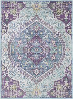 Surya Germili GER-2304 Purple/Blue Area Rug main image Updated Traditional, Clearance Rugs, Medallion Rug, Rug Direct, Bright Purple, Exquisite Rugs, Traditional Area Rugs, Home Decor Trends, At Home Store