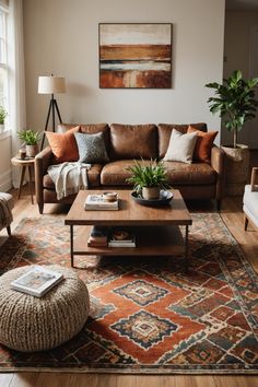 a living room filled with furniture and a rug