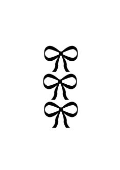 a black and white drawing of three bows