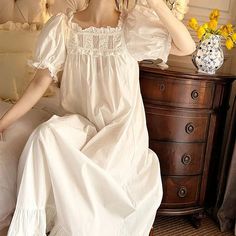 Size : Package Includes: 1 Pcs Attention 1:Color may little vary due to different display setting 2:there can be 1-2cm differences by manual measurement. 3:Unit:cm, 1 inch=2.54 cm. White Lace Trim Nightgown For Home, Cottagecore White Nightgown With Lace Trim, White Nightgown For Spring Bedtime, White Cottagecore Dress For Sleep, White Cottagecore Sleepwear With Lace Trim, Cottagecore White Nightgown For Home, Cottagecore White Sleepwear With Lace Trim, White Cottagecore Nightgown For Home, White Cottagecore Nightgown