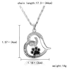 "Always In My Heart" Paw Pet Memorial Footprint Necklace The "Always In My Heart" Paw Pet Memorial Footprint Necklace ﻿is a high quality memorial necklace. Remembering our beloved pets the pet memorial necklace is a true symbol of love towards our paw friends that we miss. Perfect as a gift towards a friend or for yourself. The paw pet remembrance necklace is only at Lovepawz. Features: High Quality Silver Color Memorial and memory necklace Perfect Gift Specifications: Type: Necklace/Memorial Si Paw Pendant, Paw Print Heart, Pet Memorial Necklace, Always In My Heart, Pet Memorial Jewelry, Paw Print Charm, Jewel Necklace, Remembrance Gifts, Memorial Necklace