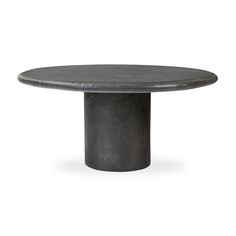 a round table with an iron base on the top, and a circular black pedestal at the end