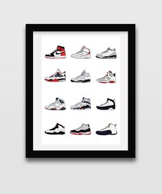 This is a digital art piece I hand drew myself using various digital media, of every Air Jordan sneaker from Jordan 1 to Jordan 12 in order Jordan 1 Jordan 2 Jordan 3 Jordan 4 Jordan 5 Jordan 6 Jordan 7 Jordan 8 Jordan 9 Jordan 10 Jordan 11 Jordan 12 Sneaker Posters, Jordan Sneaker, Minimal Poster, Jordan 8, Jordan 7, Jordan 12, Jordan 2, Air Jordan Sneakers, Jordan Sneakers