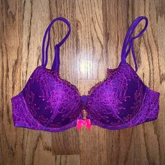 Brand New Condition, Never Worn. 32 B. Purple Push-up Bra With Padded Cups, Purple Underwire Bra Partially Lined, Purple Partially Lined Underwire Bra, Fitted Purple Bra With Padded Cups, Fitted Purple Bra Partially Lined, Fitted Partially Lined Purple Bra, Victoria's Secret Purple Party Bra, Victoria's Secret Purple Bra For Party, Purple Underwire Bra With Lined Body