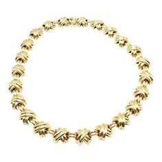 Vintage Tiffany & Co. 18k Yellow Gold Large X Classic Signature Necklace. Featuring an elegant "X" motif going all around the necklace.   Details:  Metal: 18k Yellow Gold Length: 16.25"  Weight: 133.6 grams Width: 14.5mm Hallmarks: T&Co 750 ES Gold Tiffany Necklace, Gold Tiffany, Chanel Ring, Watch Cufflinks, Tiffany Necklace, Signature Necklace, Hermes Jewelry, Vintage Tiffany, Fine Jewellery Necklace