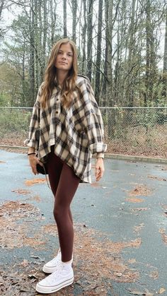 Flannel outfits, platform converse, brown leggings, oversized flannel, trendy outfits, trendy shoes, Winter outfits, cold winter outfits, winter outfits women, cute winter outfits, Fall outfits, fall outfits 2022, fall outfits for work, fall outfits for school, fall outfits with boots, fall aesthetic, fall hair, fall fits, fall fashion, fall fashion 2022, fall trends 2022 outfits, fall trends 2022, fall trends outfits, outfit ideas, outfit inspo fall, outfits aesthetic, outfits for school, outfit inspiration, puffer vest outfits, puffer jacket, puffer vest, outfit with leggings, outfit ideas autumn, autumn aesthetic, autumn outfits, fall nail color, fall hair colors, fall hairstyles, ugg slippers outfits, ugg boots outfits, uggs outfits, ugg Tasman slipper outfits, ugg boots, ugg mini b Flannel Outfits With Uggs, Dressier Casual Outfits, Ugg Outfits Aesthetic, Ugg Mini Fall Outfit, Flannel Fall Outfits Women, Casual Windy Day Outfit, Cute Fall Outfits Leggings, Fall Outfits With Ugg Slippers, Fall Outfits Mini Uggs