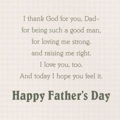 a father's day card with the words, i thank god for you dad