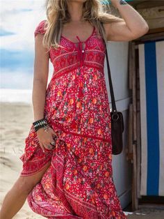 Lasaky - Luxurious Long Beach Dress with Fluid Design Boho Mode, Long Skirt Fashion, Boho Styl, Floral Print Dress Long, Maxi Dress Outfit, Long Beach Dress, Mode Boho, Boho Summer Dresses, Resort Dresses