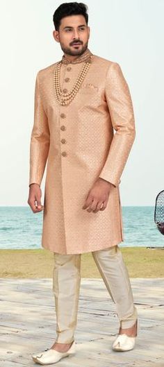 Pink and Majenta color Sherwani in Silk fabric with Embroidered, Stone work Luxury Pink Sherwani With Pallu, Eid Ceremony Salwar Kameez With Resham Embroidery, Eid Ceremony Kurta With Resham Embroidery, Ceremonial Salwar Kameez For Eid, Traditional Unstitched Suit With Intricate Embroidery For Ceremony, Eid Ceremony Traditional Kurta, Resham Embroidered Sherwani For Ceremony And Eid, Resham Embroidered Sherwani For Eid Ceremony, Sherwani With Resham Embroidery For Ceremony And Eid