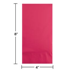 pink paper napkins are shown with measurements