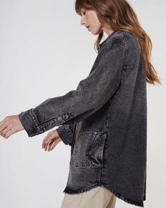 The best denim jackets & shirts never disappoint when it comes to timeless staples to keep in your wardrobe. Elevate Fall styling with our newest Denim Shacket.⁠ Oversized Washed Utility Jacket With Long Sleeves, Oversized Washed Utility Jacket For Fall, Oversized Washed Black Denim Jacket For Spring, Washed Black Long Sleeve Denim Jacket With Pockets, Long-sleeved Washed Black Denim Outerwear, Long-sleeve Washed Black Denim Outerwear, Washed Black Denim Workwear Outerwear, Washed Black Button-up Outerwear, Washed Black Long Sleeve Utility Denim Jacket