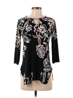 JM Collection 3/4 Sleeve Blouse Size: P Tops - used. 95% POLYESTER, 5% SPANDEX | JM Collection 3/4 Sleeve Blouse: Black Tops - Size P Black Floral Print Top With 3/4 Sleeves, Blouse Black, Sleeve Blouse, Women Handbags, Womens Tops, Spandex, Handbags, For Women, Clothes