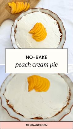 no - bake peach cream pie with text overlay