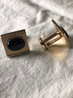 3 pc. Set from the mid 1960's stamped Hayward inside the cufflinks. Black onyx center stone set in a gold tone metal alloy. In good vintage condition. Feel free to convo me with any further questions. Thank you for your interest. Antique Cufflinks For Business, Vintage Polished Finish Cufflinks For Formal Occasions, Vintage Formal Cufflinks With Polished Finish, Vintage Polished Cufflinks For Formal Occasions, Antique Cufflinks For Formal Wear, Vintage Screw Back Cufflinks For Anniversary, Vintage Jewelry With Polished Finish For Business, Classic Screw Back Cufflinks For Business, Vintage Picnic