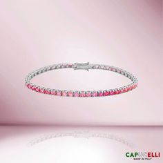 Beautiful Sapphire Tennis Bracelet. A staple in your jewelry collection. Handmade in Italy. This tennis Bracelet showcases a delicate box chain embellished with dozens of shimmering Pink Sapphires. Quality to us is important and that is why we hand select our diamonds for premium quality. ≫ Round Pink Shaded Sapphires Formal Pink Gemstone Tennis Bracelet, Pink Jubilee Round Tennis Bracelet, Formal Pink Diamond Bracelet With 17 Jewels, Luxury Pink Diamond Jubilee Bracelet, Formal Pink Bracelets In Fine Jewelry Style, Luxury Pink Tennis Bracelet, Pink Tennis Bracelet For Formal Wear, Pink Fine Jewelry Bracelet For Formal Occasions, Pink Fine Jewelry Bracelets For Formal Occasions