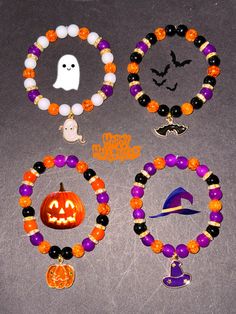 halloween bracelets and necklaces are arranged on the floor