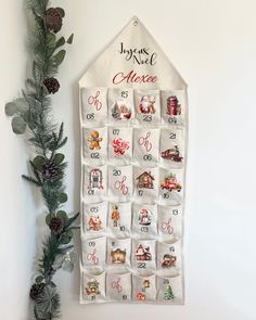 a christmas calendar hanging on the wall