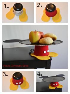 instructions to make a mickey mouse hat with apples and buns in it for halloween