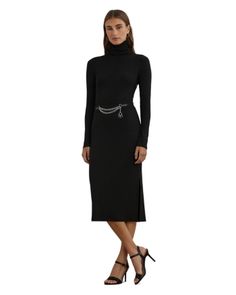 Lauren Ralph Lauren Rib Knit Turtleneck Dress Knit Turtleneck Dress, Wedding Guest Coats, Black Turtleneck Dress, Vince Clothing, Stuart Weitzman Boots, Turtleneck Dress, Knit Turtleneck, Shoe Boutique, Fall Wedding Dresses