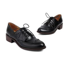 Shop Black Women's Office Lace up Hollow out Wingtip Oxford Shoes color Black for Anniversary, Going out, Hanging out with worldwide Free shipping & Free return. Office Heels With Brogue Detailing And Round Toe, High Heel Lace-up Shoes With Brogue Detailing For Office, High Heel Lace-up Brogue Office Shoes, High Heel Lace-up Brogue Shoes For Office, High Heel Brogue Lace-up Shoes For Office, Pointed Toe Perforated Oxfords For Work, Pointed Toe Oxfords With Perforated Toe Box For Work, Workwear Oxfords With Perforated Toe Box, Oxfords With Perforated Toe Box For Work