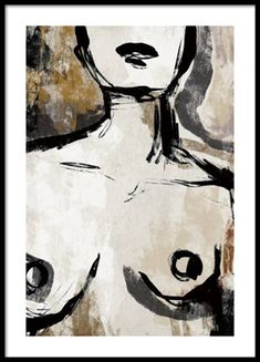 an abstract painting of a nude woman in black and white