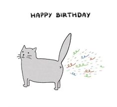 a cat is blowing out the word happy birthday