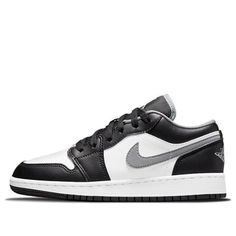 (GS) Air Jordan 1 Low 'Black Medium Grey' 553560-040 (AJ1/SNKR/Retro/Low Top/Basketball) Throwback Black Skate Shoes With Boost Midsole, Black Retro Round Toe Skate Shoes, Black Throwback Skate Shoes With Round Toe, Black Throwback Round Toe Skate Shoes, Throwback Black Round Toe Skate Shoes, Throwback Black Skate Shoes, Throwback Black Low-top Skate Shoes, Throwback Black High-top Skate Shoes, Black Low-top Sneakers For Sports Events