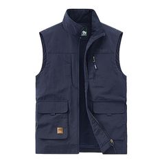 Season:Fall,Spring; Fabric:Polyester,Nylon; Sleeve Length:Sleeveless; Look After Me:Machine wash,Hand wash; Gender:Men's; Style:Casual,Streetwear; Elasticity:Inelastic; Occasion:Street,Daily,Going out,Outdoor; Outerwear Length:Regular; Placket:Zipper; Fit Type:Loose Fit; Function:Breathable; Pattern:Plain; Design:Pocket; Neckline:Stand Collar; Outerwear Type:Vest,Gilet,Fishing Vest,Hiking Vest,Sleeveless Vest,Gilet Jacket; Front page:FF; Listing Date:09/26/2021; Production mode:External procurement; Bust:; Length:; Shoulder Width: Mens Outdoor Vest, Mens Formal Vest, Hiking Vest, Mens Vest Casual, Gilet Jacket, Chaleco Casual, Formal Vest, Fishing Vest, Jacket Outdoor