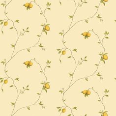 Trailing Lemons Beige/Yellow Wallpaper from the Kitchen Recipes Collection by Galerie Wallcoverings Harlequin Tile, Trailing Flowers, Smooth Wallpaper, Coffee Wallpaper, Yellow Wallpaper, White Picture, Dark Beige, Burke Decor, Laptop Wallpaper