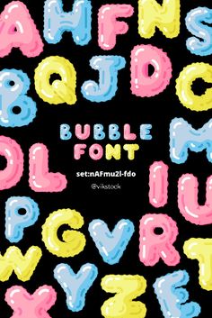 bubble font in the shape of letters and numbers for kids to use on t shirts