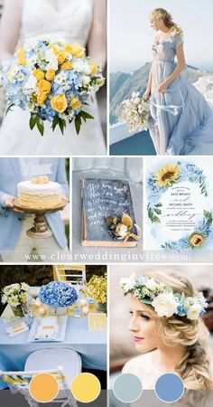 blue and yellow wedding color palettes