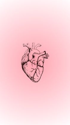 a drawing of a heart on a pink background