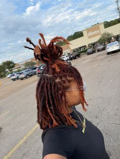 loc styles for women, locs, black girl, hairstyles, ginger hair, ginger locs Ginger Locs Hairstyles, Dreads Girl Hairstyles, Gold Locs Black Women, Dread Hairstyles For Black Women, Pretty Loc Styles, Locs Hairstyles Braids, Dreadlock Styles For Women Black Locs Dreads, 4c Locs 4c Hair, Side Part Locs