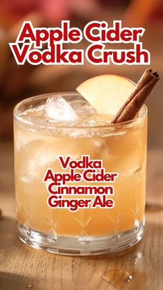 an apple cider vodka crush with cinnamon and ice