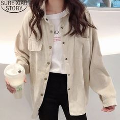 Spring Outwear, Mode Harajuku, Oversize Casual, Cooler Look, Korean Girl Fashion, Mode Inspo, 가을 패션, Casual Coat, Corduroy Jacket