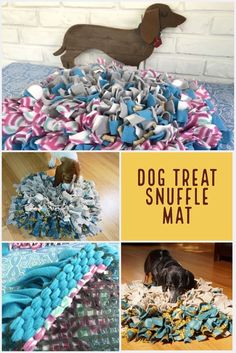 the dog treat snuffle mat is an easy and fun activity for dogs to play with