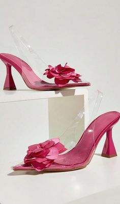 Slip into these PINK FLOWER DECOR HEELS and bloom with style! With a playful floral design, these heels will add a touch of personality to any outfit. Perfect for adding a pop of color and whimsy to your wardrobe. These heels are the perfect blend of fashion and fun. Color: Hot Pink Heel Height: High Heel (8.5cm/3.3inch) Upper Material: PVC Pink Flower Decor, Evening Dresses Midi, Sale Campaign, Hot Pink Heels, Romper And Jacket, Fun Color, Flower Decor, Pink Heels, Plus Size Shopping