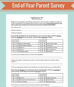 the end - of - year parent survey form is shown in this file, and it shows