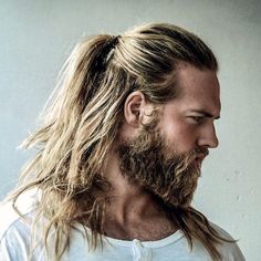 40 Best Ponytail Hairstyles For Men Trending in 2022 – Hairstyle Camp Viking Haircut, Long Beard Styles, Men Beard, Viking Hair