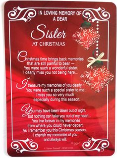 a poem written in loving memory of a dear sister at christmas