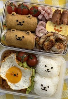 two plastic containers filled with food on top of a table