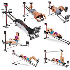 a woman is doing exercises on the exercise bench and pull up bars for chest presses