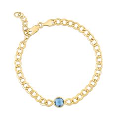 Bezeled Blue Topaz Curb Chain Gold Bracelet - 14K Yellow Gold 6mm Round Blue Checkerboard Cut Topaz Enhance your wrist with the exquisite Bezeled Blue Topaz Curb Chain Gold Bracelet. This bracelet showcases a captivating 6mm round blue checkerboard cut topaz, expertly set in a bezel setting. The curb chain design adds a touch of elegance and sophistication to the piece. Crafted with care from 14K yellow gold, this bracelet exudes luxury and timeless charm. It measures 7.25" in length and include Royal Chain, Curb Chain Bracelet, Stackable Wedding Bands, Trending Engagement Rings, Engagement Rings Bridal Sets, Band Jewelry, Chain Design, Chain Gold, Jewelry Repair